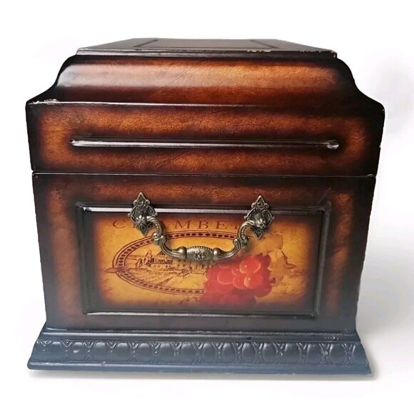 Wood Box Treasure Chest Brown Lined Storage Organization 10x12x6 - Picture 3 of 16